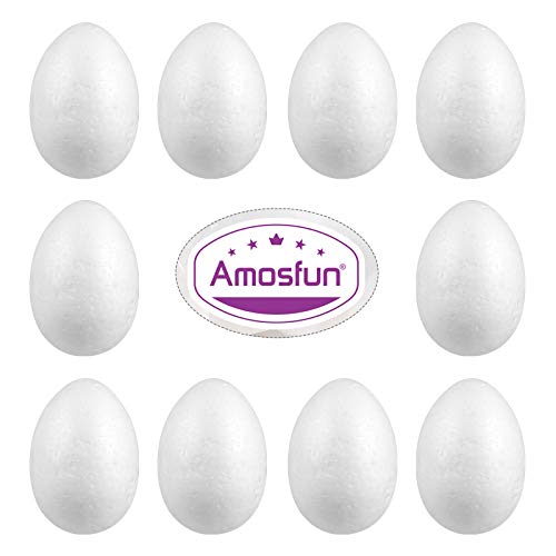 Amosfun 10pcs Foam Easter Egg DIY Painting White Styrofoam Egg Dec...