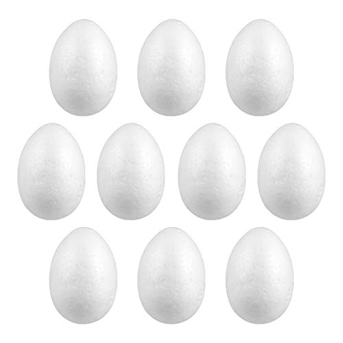 Amosfun 10pcs Foam Easter Egg DIY Painting White Styrofoam Egg Dec...