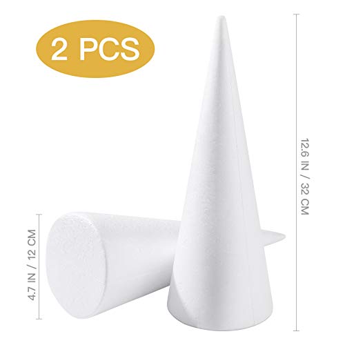 Amosfun 2pcs Foam Cones Christmas Tree Cone Styrofoam Cones for DI...