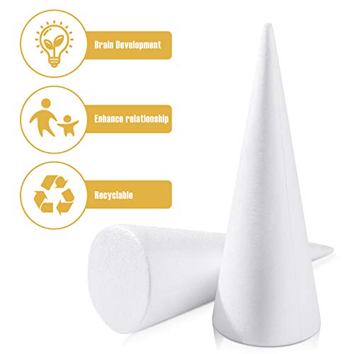Amosfun 2pcs Foam Cones Christmas Tree Cone Styrofoam Cones for DI...
