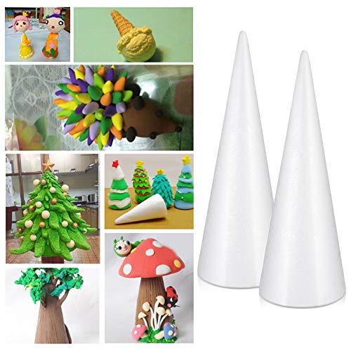 Amosfun 2pcs Foam Cones Christmas Tree Cone Styrofoam Cones for DI...