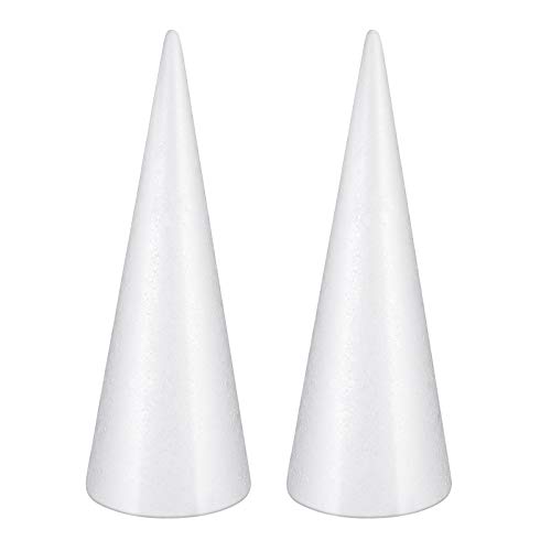 Amosfun 2pcs Foam Cones Christmas Tree Cone Styrofoam Cones for DI...