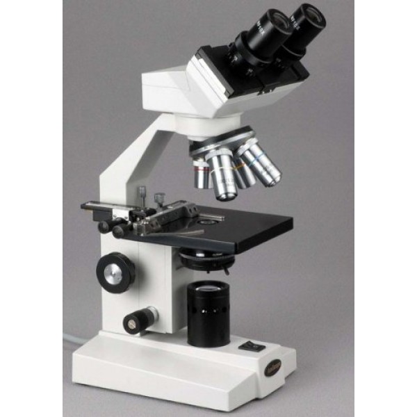 AmScope B100 Compound Binocular Microscope, 40X-1000X Magnificatio...