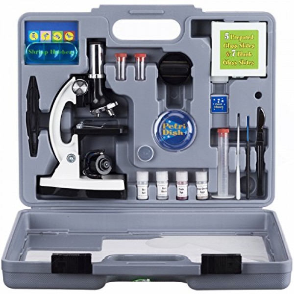 AMSCOPE-KIDS M30-ABS-KT2-W Microscope Kit with Metal Arm and Base,...