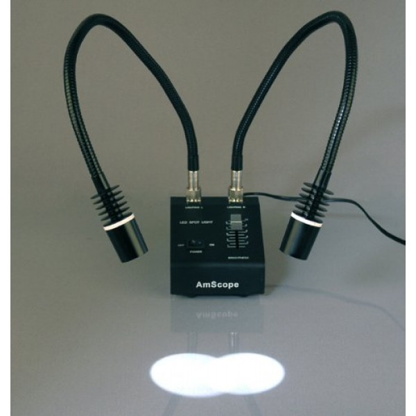 AmScope LED-6W Powerful 6 Watt LED Dual Gooseneck Lights Illuminator