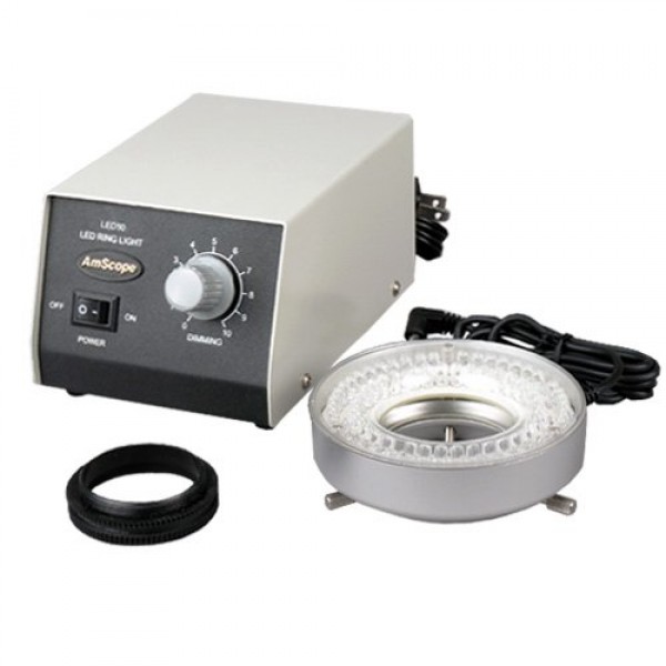 AmScope LED-80M 80-LED Microscope Ring Light w Heavy-Duty Metal Bo...