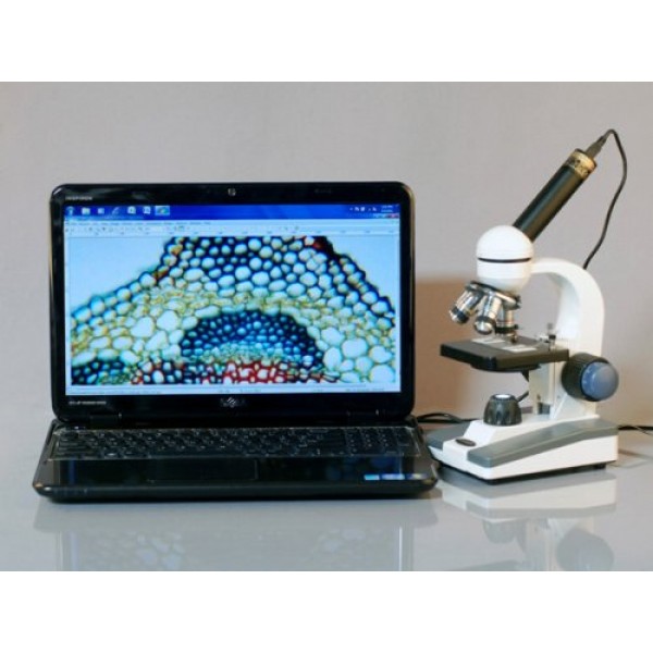AmScope M150B-E Digital Compound Monocular Microscope, WF10x and W...