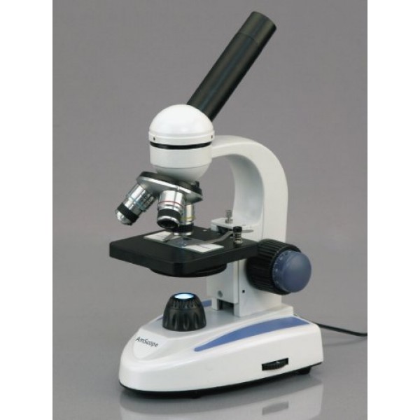 AmScope M158 Cordless Compound Monocular Microscope, WF10x Eyepiec...