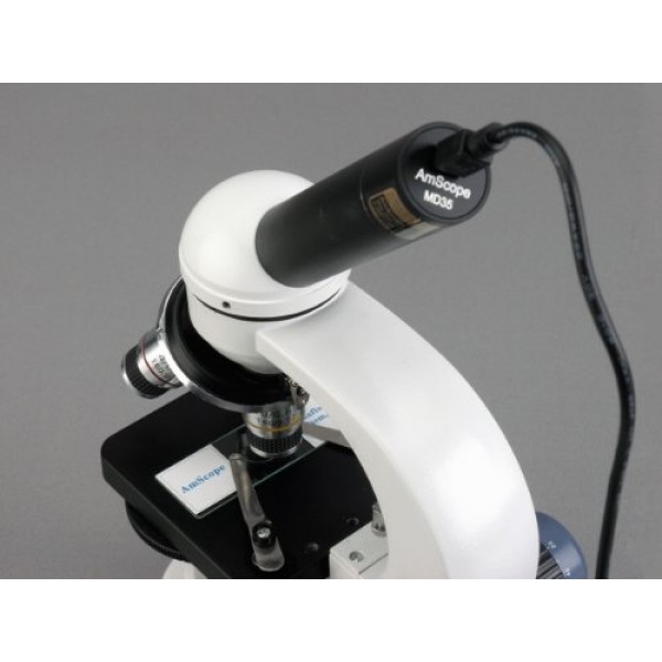 AmScope M158-E Digital Cordless Compound Monocular Microscope, WF1...