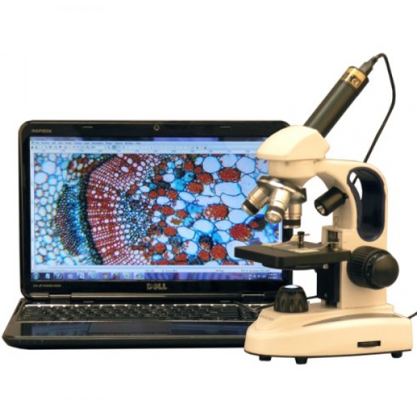 AmScope M158C-2L-E Digital Cordless Compound Monocular Microscope,...