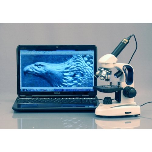 AmScope M158C-2L-E1 Digital Cordless Compound Monocular Microscope...