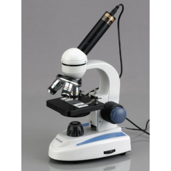 AmScope M158C-E1 Digital Cordless Compound Monocular Microscope, W...