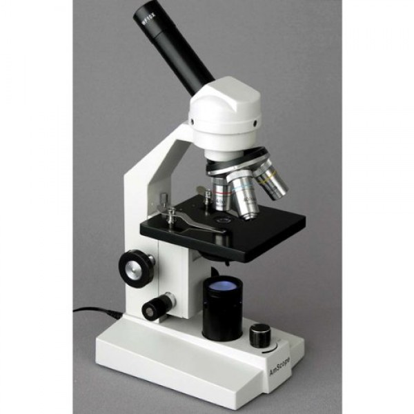 AmScope M200B-LED Cordless Monocular Compound Microscope, WF10x an...