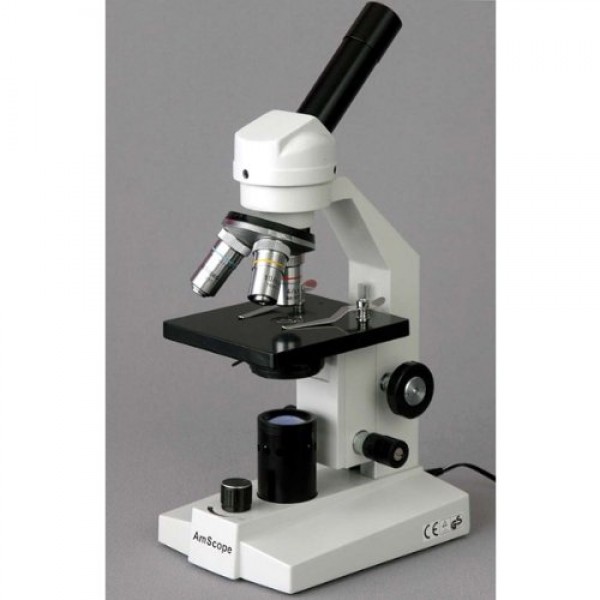 AmScope M200B-LED Cordless Monocular Compound Microscope, WF10x an...