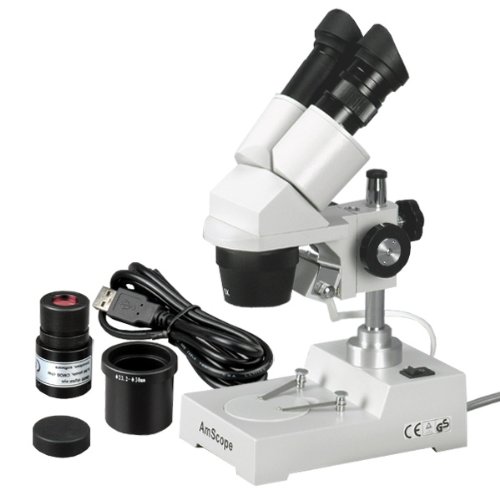 AmScope SE303-PZ-E Digital Binocular Stereo Microscope, WF10x and ...