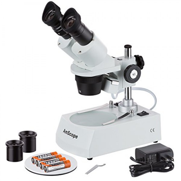 AmScope SE305R-PZ-LED Forward-Mounted Binocular Stereo Microscope,...