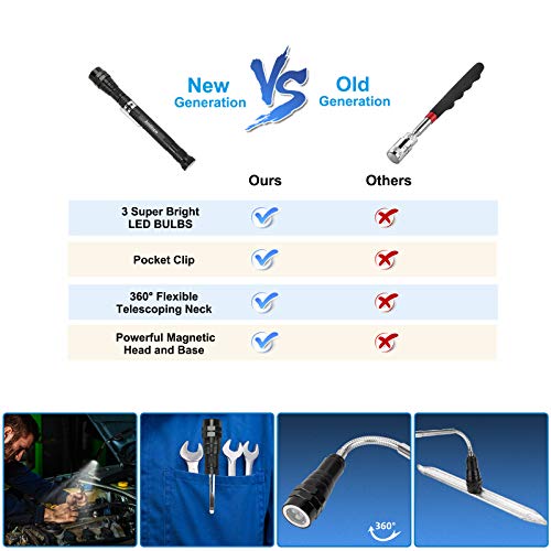 Gifts For Dad Fathers Day,Magnetic Pickup Tool with 3 LED Lights,T...