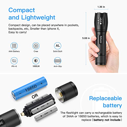 Flashlights, LED Tactical Flashlight S1000 - High Lumen, 5 Modes, ...