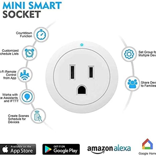 Amysen Smart Plug, Wi-Fi Outlet Socket Works with Alexa and Google...