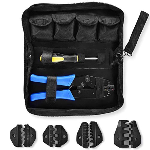 Amzdeal Crimping Tool Kit with 5 interchangeable Jaws and Screwdri...