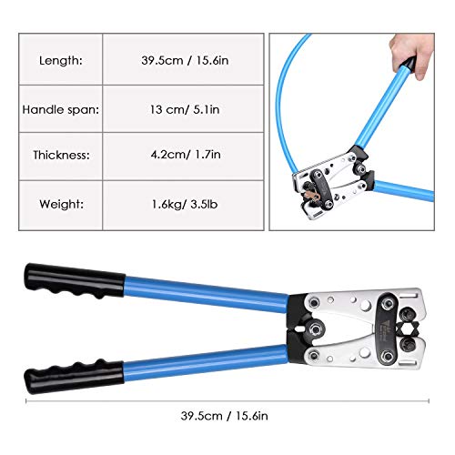 amzdeal Wire Crimper Battery Cable Crimping Tool for 0, 2, 4, 6, 8...