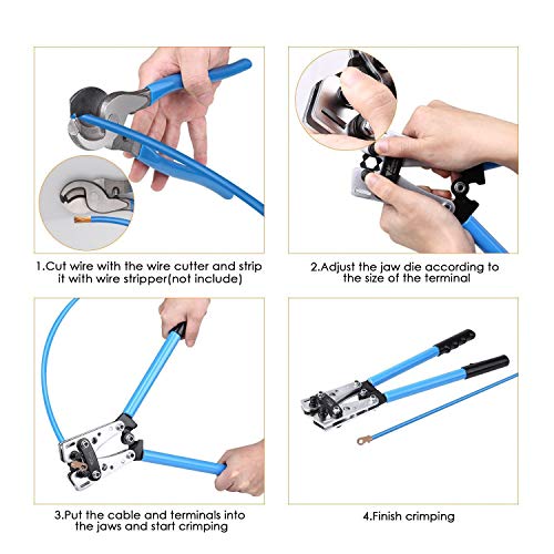 amzdeal Wire Crimper Battery Cable Crimping Tool for 0, 2, 4, 6, 8...