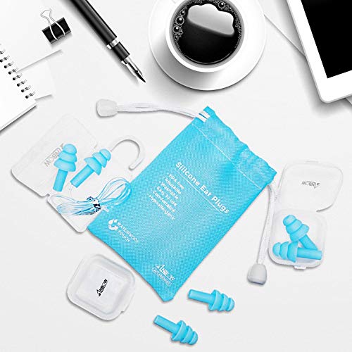 Reusable Silicone Ear Plugs - ANBOW Waterproof Noise Reduction Ear...