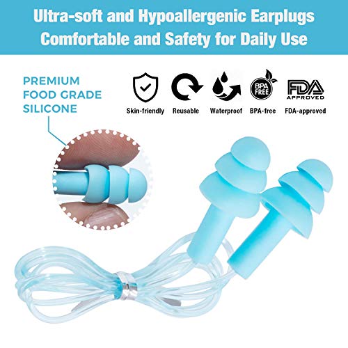 Reusable Silicone Ear Plugs - ANBOW Waterproof Noise Reduction Ear...