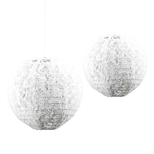 Andaz Press Hanging Lace Lanterns Decorations, Real Lace Fabric, 8...