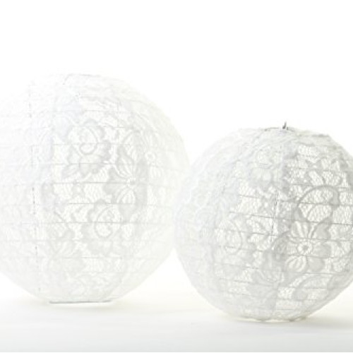 Andaz Press Hanging Lace Lanterns Decorations, Real Lace Fabric, 8...