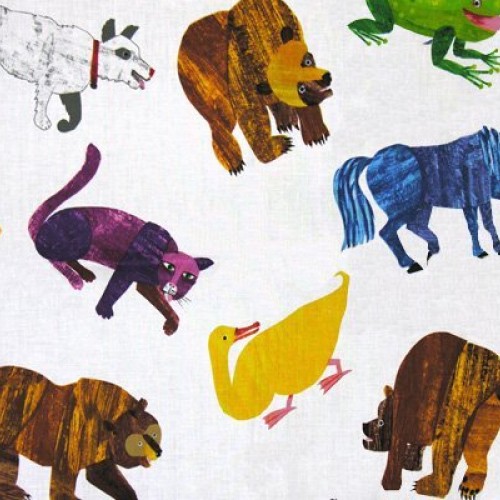 Brown Bear Brown Bear Painted Animals Multi Fabric by The Yard