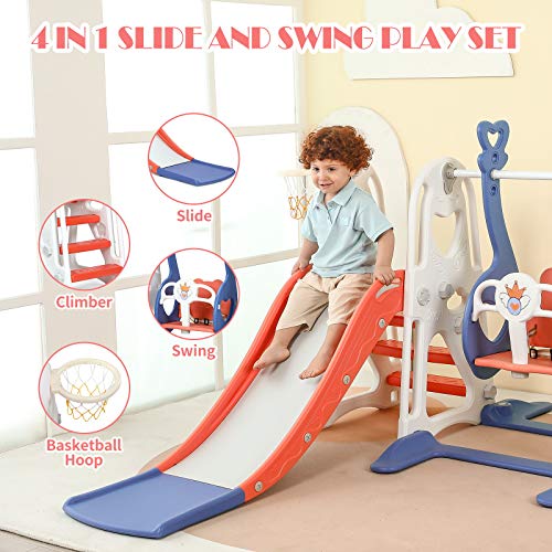Toddler Slide and Swing Set, 4 in 1 Kids Play Climber Slide Playse...