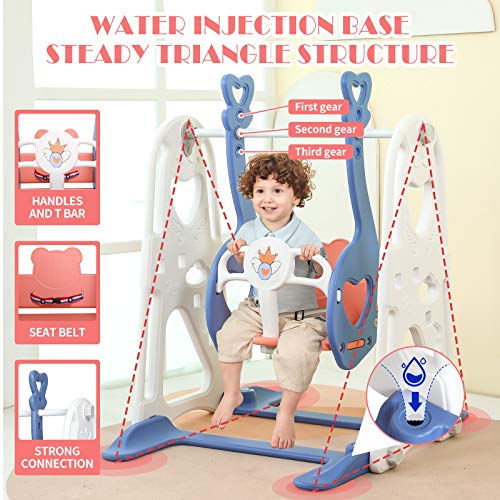 Toddler Slide and Swing Set, 4 in 1 Kids Play Climber Slide Playse...
