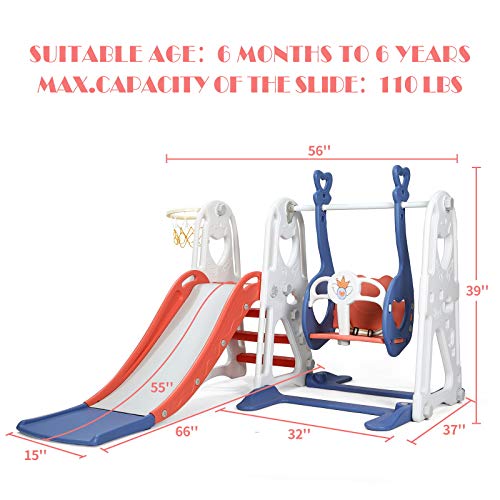 Toddler Slide and Swing Set, 4 in 1 Kids Play Climber Slide Playse...