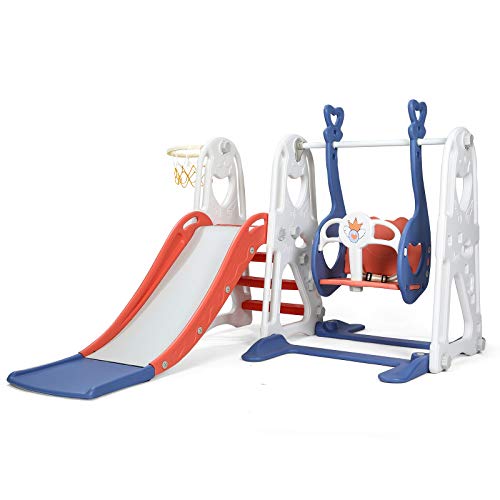 Toddler Slide and Swing Set, 4 in 1 Kids Play Climber Slide Playse...