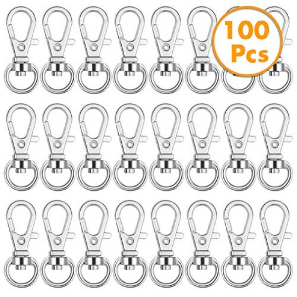 Key Chain Swivel Hooks, Anezus 100pcs Keychain Hardware Metal