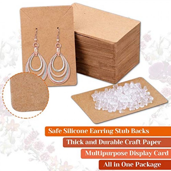 Earring Cards Earring Display Cards 100 Pcs Earring Holder Cards with 200  Earring Backs and 100 Self- Sealing Bags for Earrings Necklace Jewelry  Display 3.5 x 2.4 