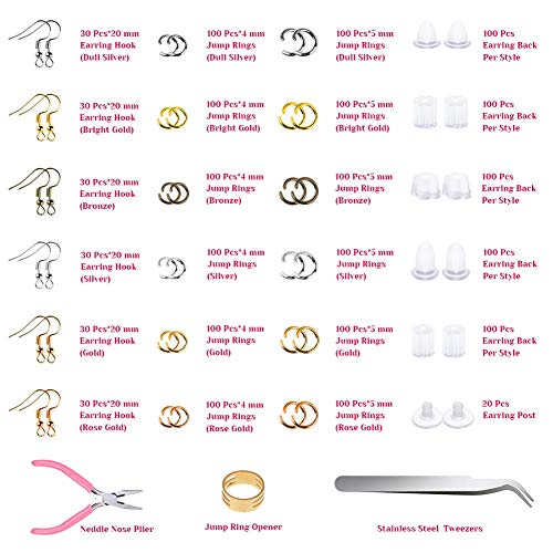 Earrings Hooks for Jewelry Making, Anezus 2000Pcs Earring Making S...