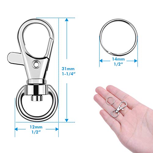 Key Chain Swivel Hooks, Anezus 200pcs Keychain Hardware Metal Swiv...