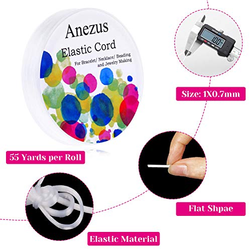 Stretchy String for Bracelets, Anezus 3 Rolls Elastic String Jewel...