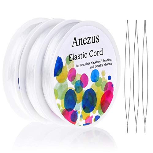 Stretchy String for Bracelets, Anezus 3 Rolls Elastic String Jewel...