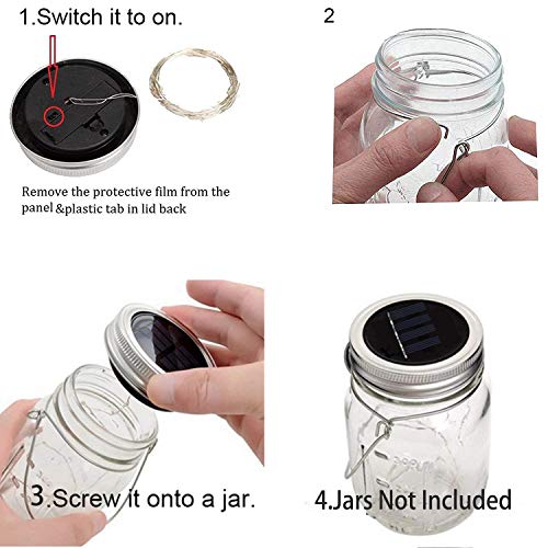 Upgraded Solar Mason Jar Lid Lights, 10 Pack 30 LED Fairy Star Fir...