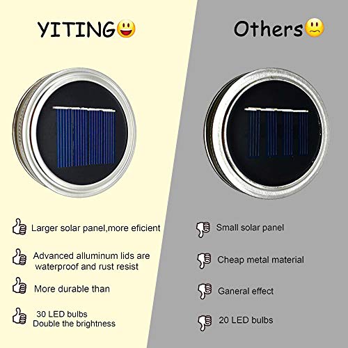 Upgraded Solar Mason Jar Lid Lights, 10 Pack 30 LED Fairy Star Fir...