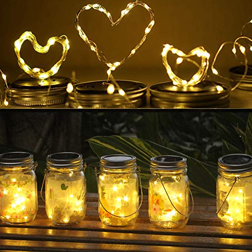 Upgraded Solar Mason Jar Lid Lights, 10 Pack 30 LED Fairy Star Fir...