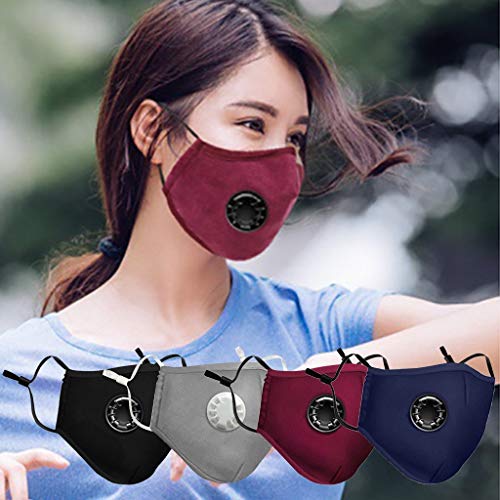 Face Bandanas Cotton with Breathing valve With Activated Carbon Fi...