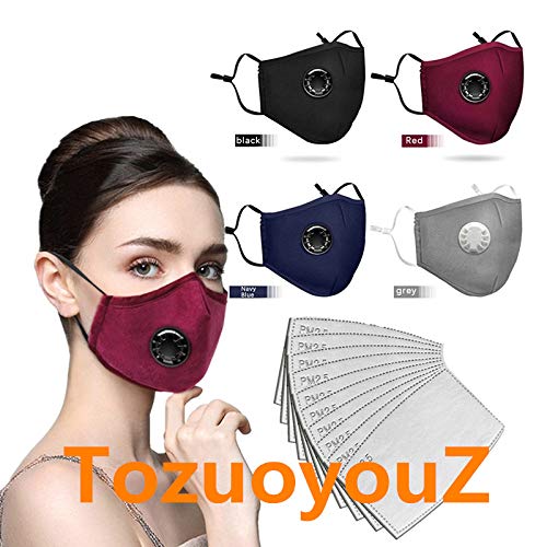 Face Bandanas Cotton with Breathing valve With Activated Carbon Fi...