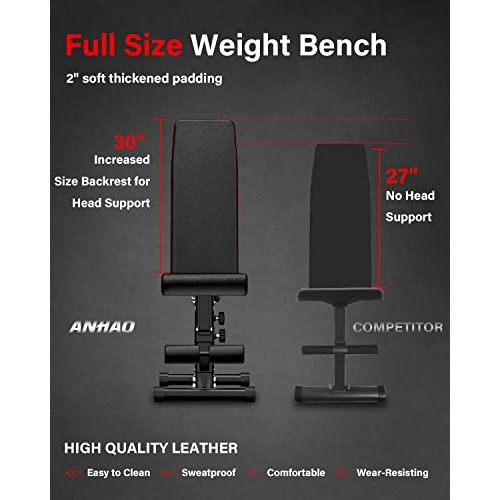 ANHAO Weight Bench, Adjustable Workout Bench for Full Body, Foldab...