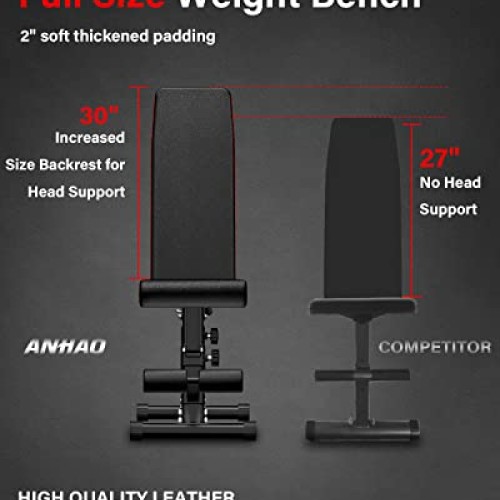 ANHAO Weight Bench, Adjustable Workout Bench for Full Body, Foldab...