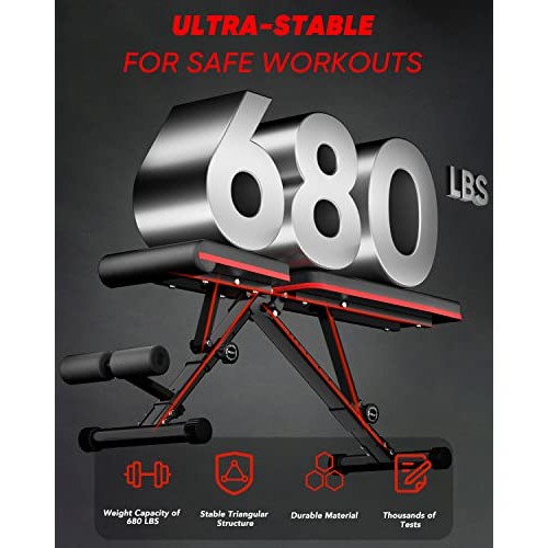 ANHAO Weight Bench, Adjustable Workout Bench for Full Body, Foldab...