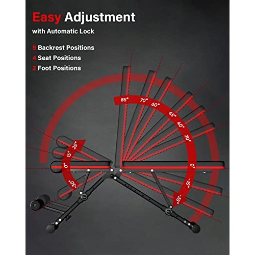 ANHAO Weight Bench, Adjustable Workout Bench for Full Body, Foldab...